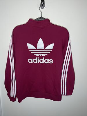 Adidas Womens Quarter Zip Pullover Sweatshirt Maroon Size Small Logo NWT 