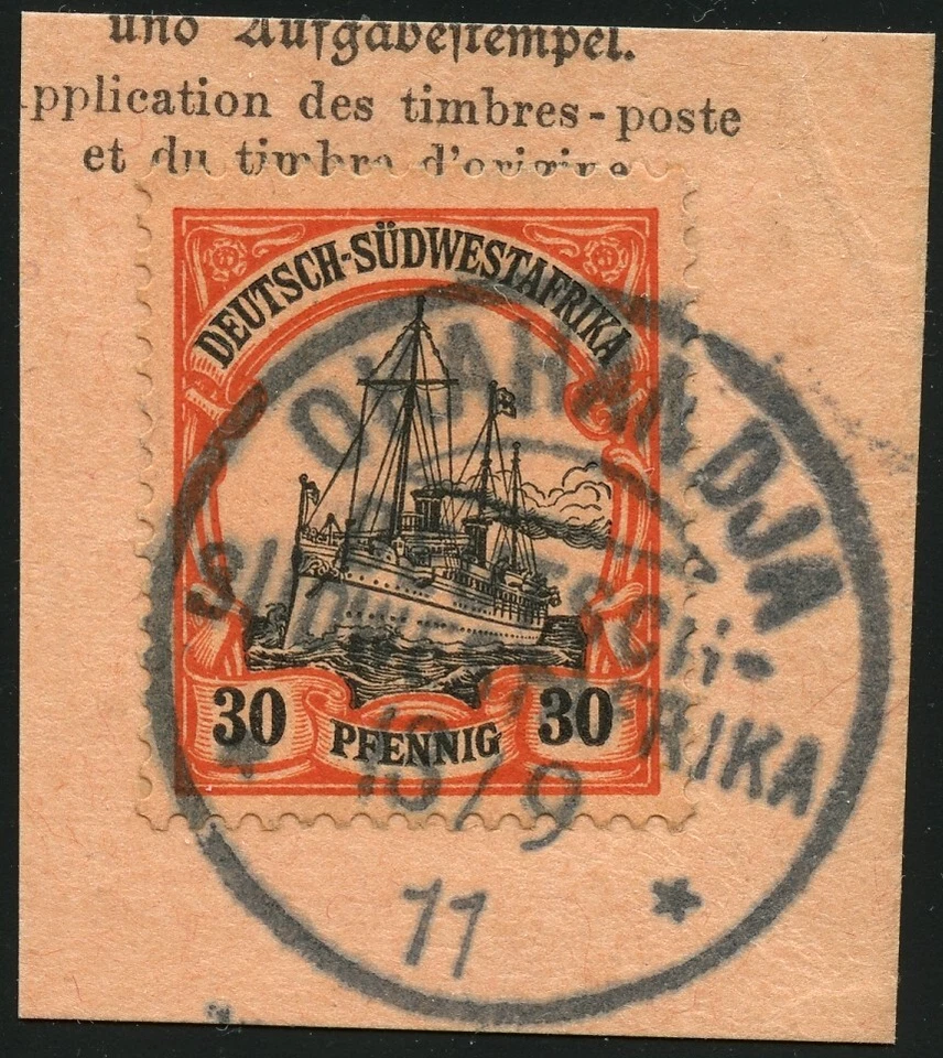 DSWA 1911 Michel 16 ° Okahandja 13/9/11 Type 6 Luxus Briefstück/PA / 137 - Bild 1 von 1