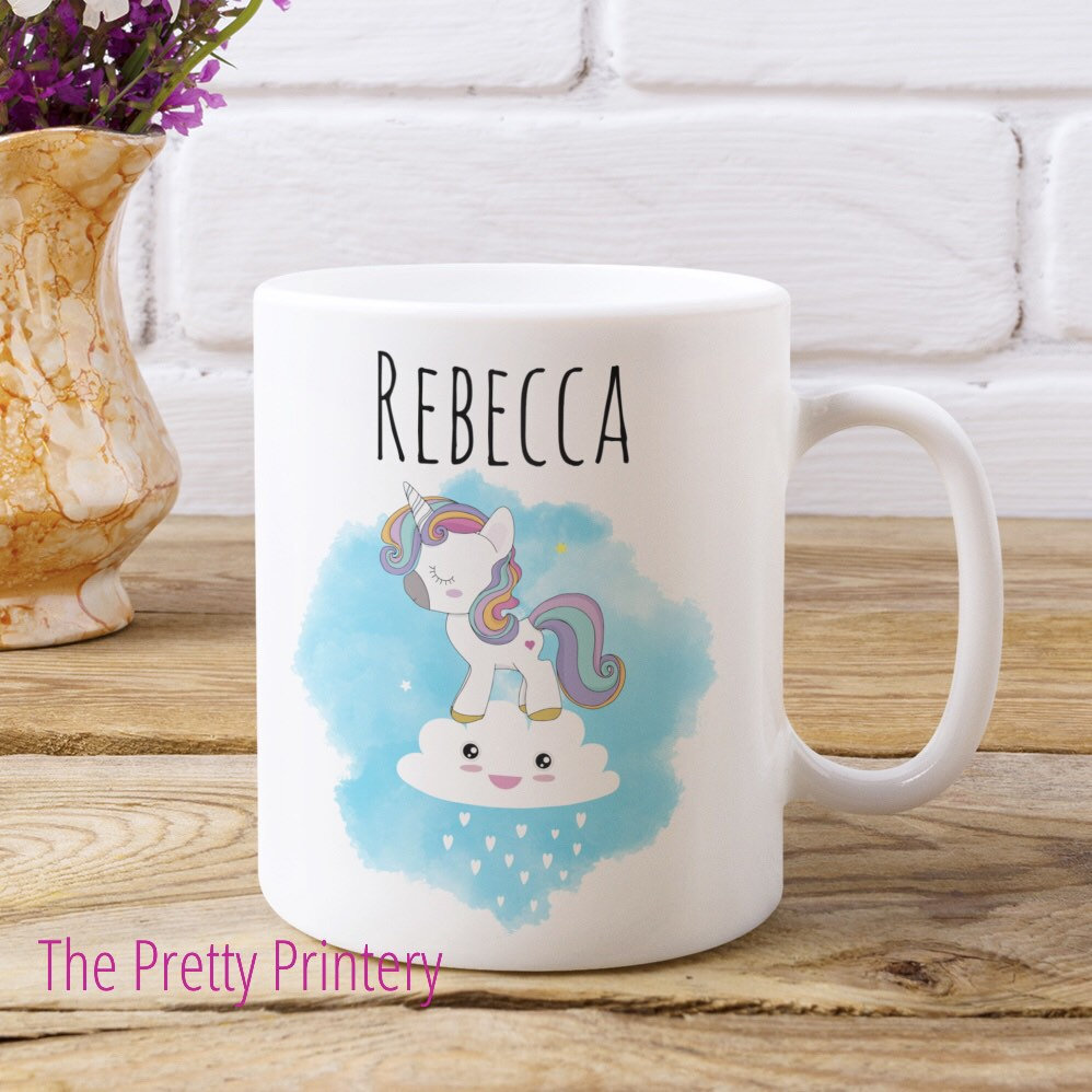 Personalised Mug Kawaii Unicorn Funny Gift Cute