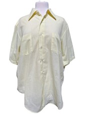 Vintage 1960s Arrow Belmont Club Perma-Iron Men's Shirt Yellow Semi Sheer Disco
