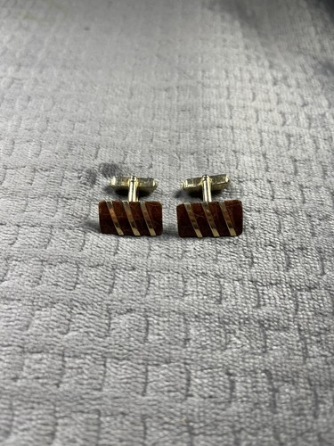 Vintage Men's Cufflinks Swank Ruby & Gold Style Glass - 第 2/4 張圖片