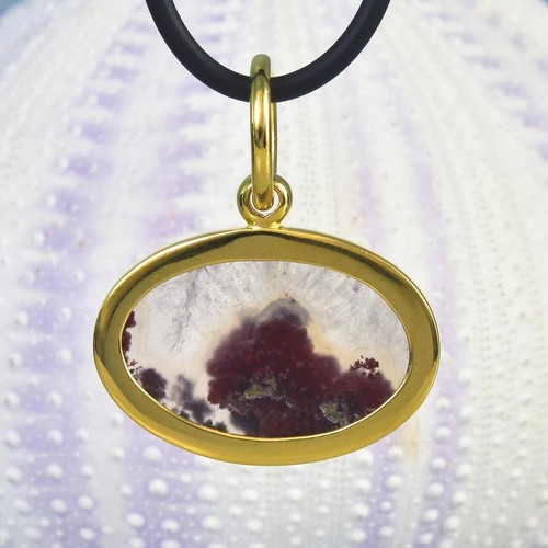 Colgante Oro Vermeil Plata de Ley Imagen Patrón Ágata Musgosa Cabujón 5.95G - Imagen 10 de 12