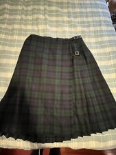 Vtg Meigle PURE WOOL Scottish Kilt Size 22 Plaid Blue Green Made In Scotland
