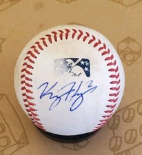Autographed Baseball game used KODY HUFF Cleveland Guardians 