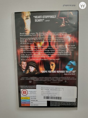 The Mothman Prophecies VHS Video (2002) Richard Gere, Pellington (DIR) cert 12 - Picture 2 of 2