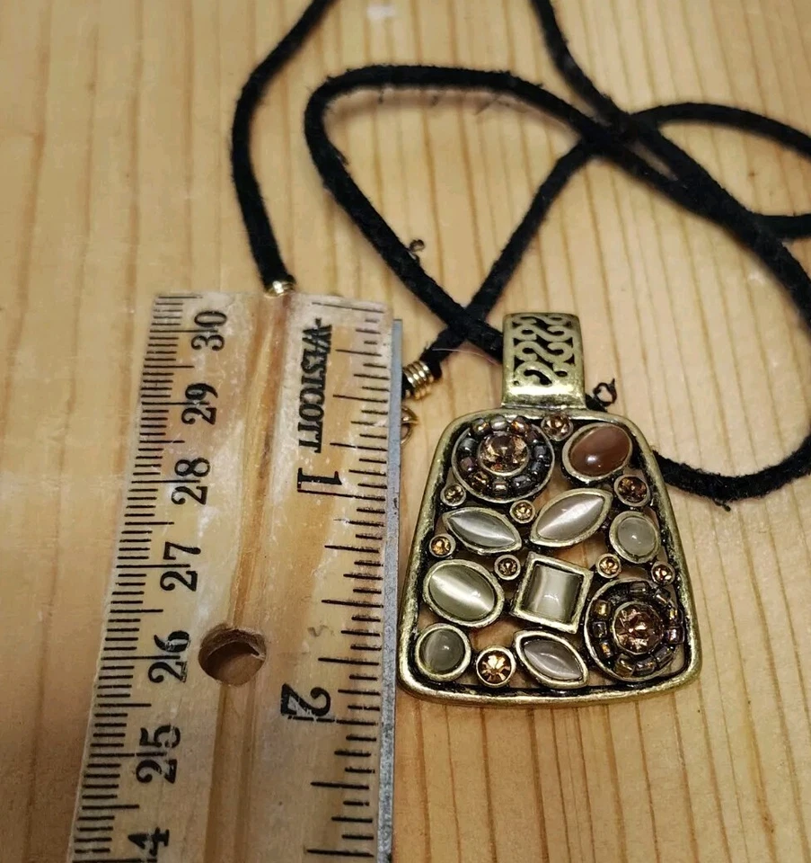 Lia Sophia Pendent Necklace "Tapestry" 1.25" Amber Accented Pendant  - Image 4 of 4