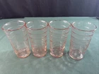 Set of 4 glasses of pink color Depression Glass 5'' Vintage
