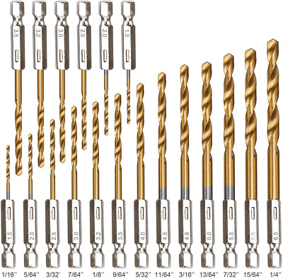 19 Pcs High Speed Steel Drill Bits Set, Premium Hex Drill Bit Set 1/16''-1/4'' NEW