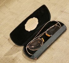 Antique Wire Rim Bifocal Eyeglasses, Original Case, Hinged Lid, Tru-Site Lenses