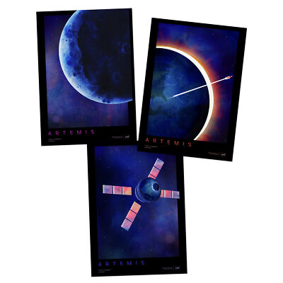 NASA Artemis Moon Mars Mission Series Vision Courage Galvanize A4 Poster 3er Pack