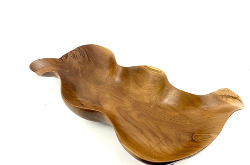 Hand Carved Fruit Tray from ExoticTeak Wood Unusual design (23”L -10”W-3 1/2”D) - Picture 2 of 6