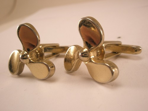 3 Blade Prop Propeller Vintage HICKOK Cuff Links fixed pitch boat screws ship - Picture 5 of 6