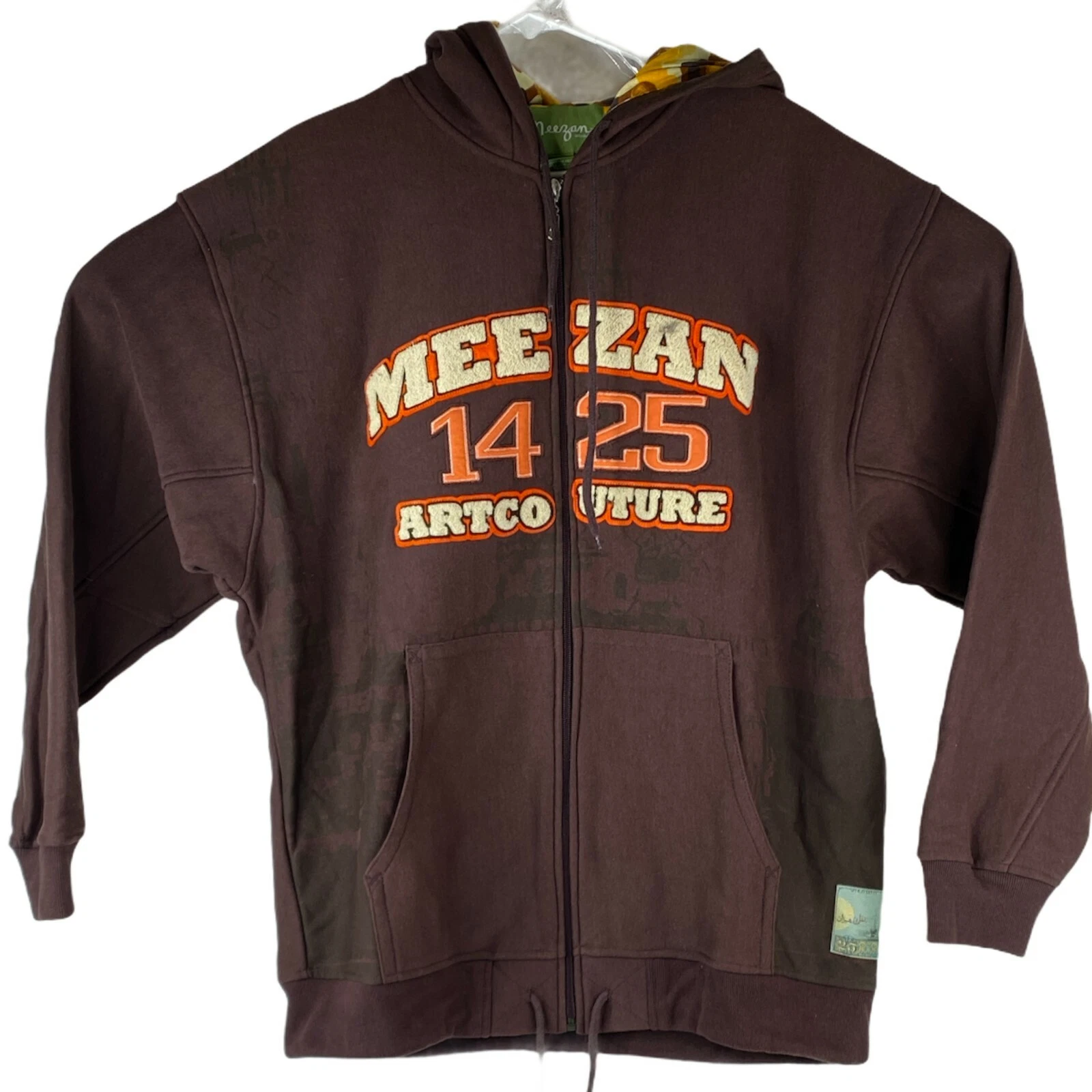 Meezan Art Couture 1425 Mens Size 2XL Brown Lined Hoodie Full Zip Jacket Pocket