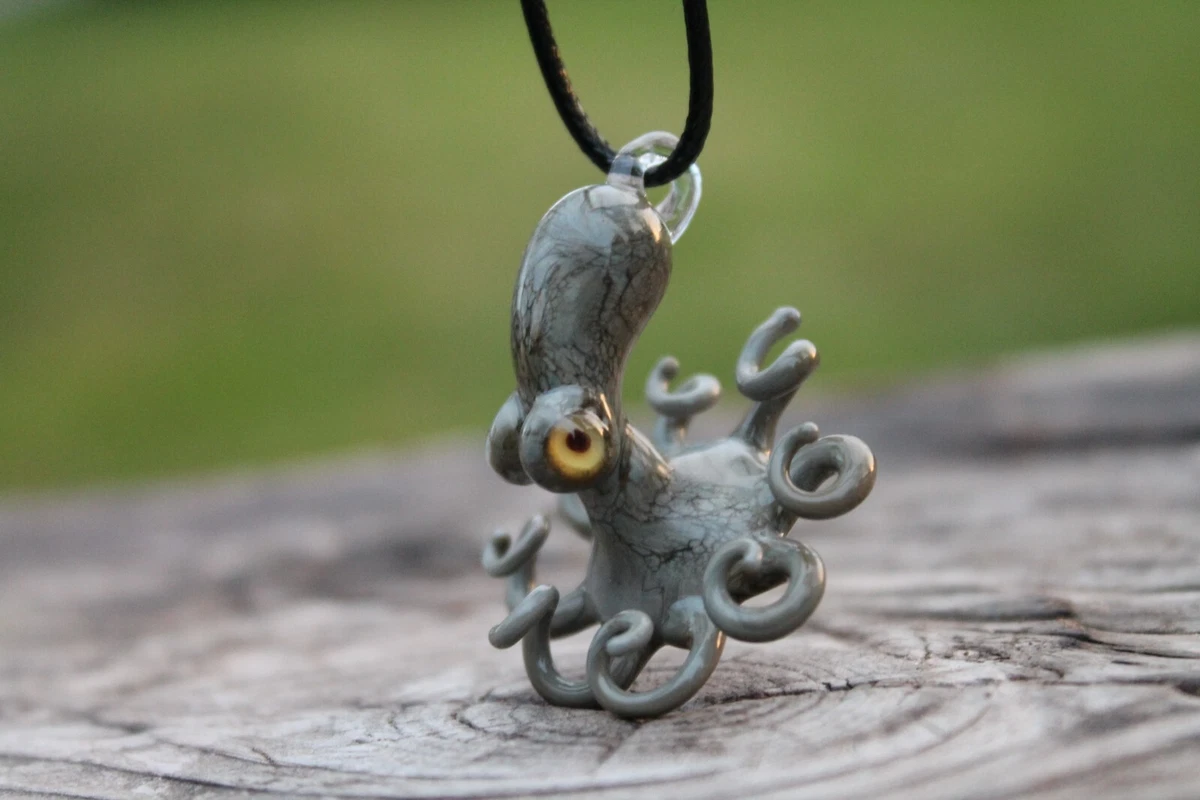 Glass store octopus pendant
