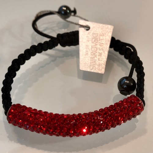 Red Swarovski Elements Hip Hop Bolo Bracelet w Red Bar & Hematite Stone - Picture 10 of 18