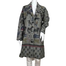 Desigual Women’s Trench Coat Zhu Artsy Animal Opal Gray Color Sz 40 Dm17