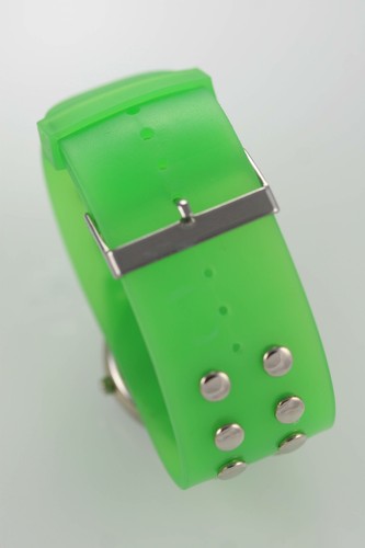 Fossil Watch Unisex Lime Green Rubber Stainless Steel Silver Battery Quartz - Picture 2 of 3