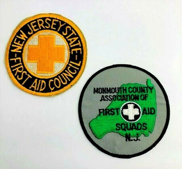 Vintage New Jersey First Aid Uniform Patches. Set of two patches.