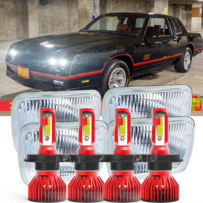 4PCS For 1980-1988 Chevrolet Monte Carlo SS 4x6'' Hi/Lo Beam LED Headlights