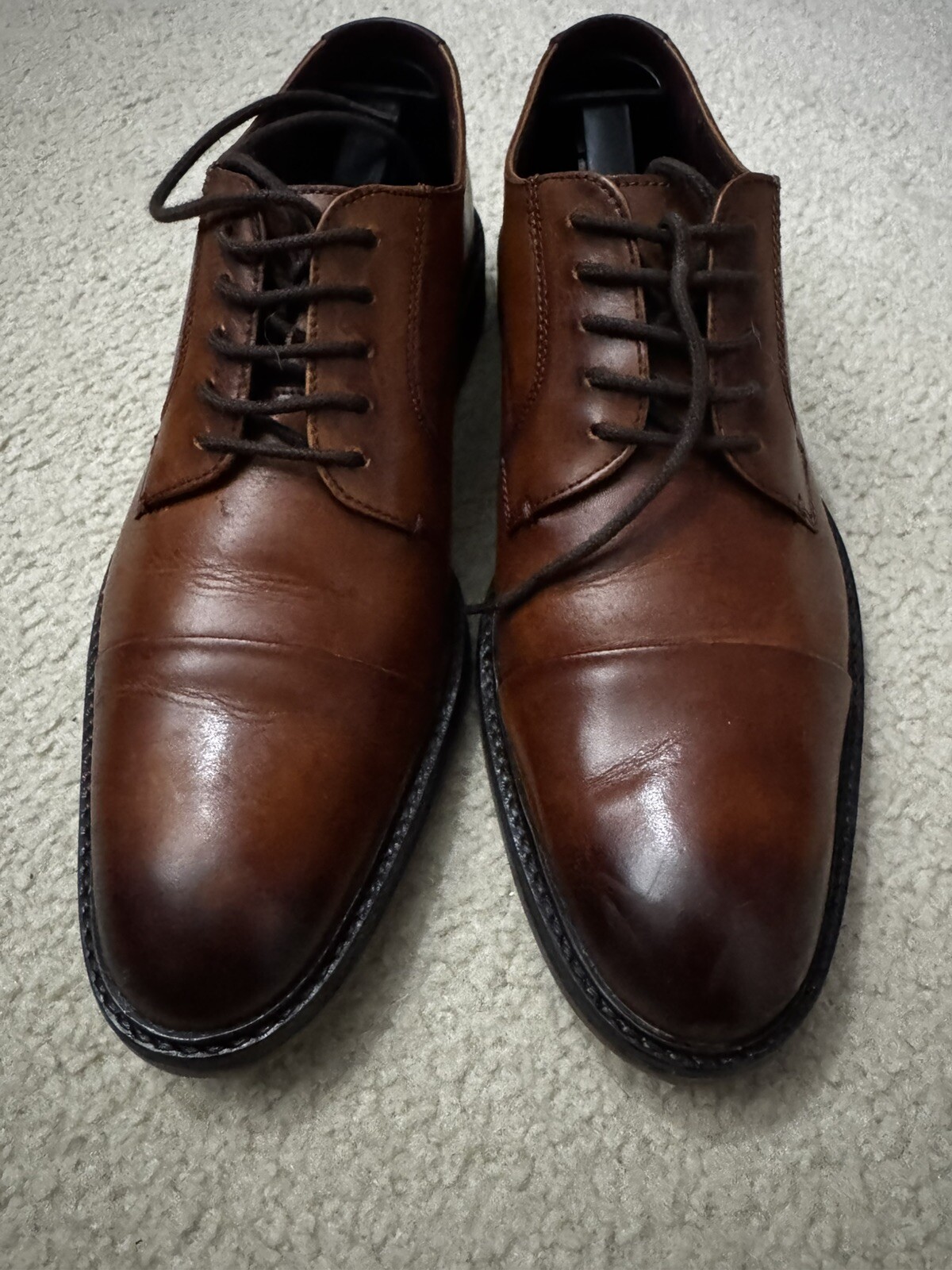 SAOLA Scarpe Ted Baker London Aokii 3 pelle punta a cappuccio derby cognac pelle marrone US 10