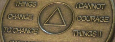 Alcoholics Anonymous AA 1 Month Bronze Medallion Symbol Back Token coin ...