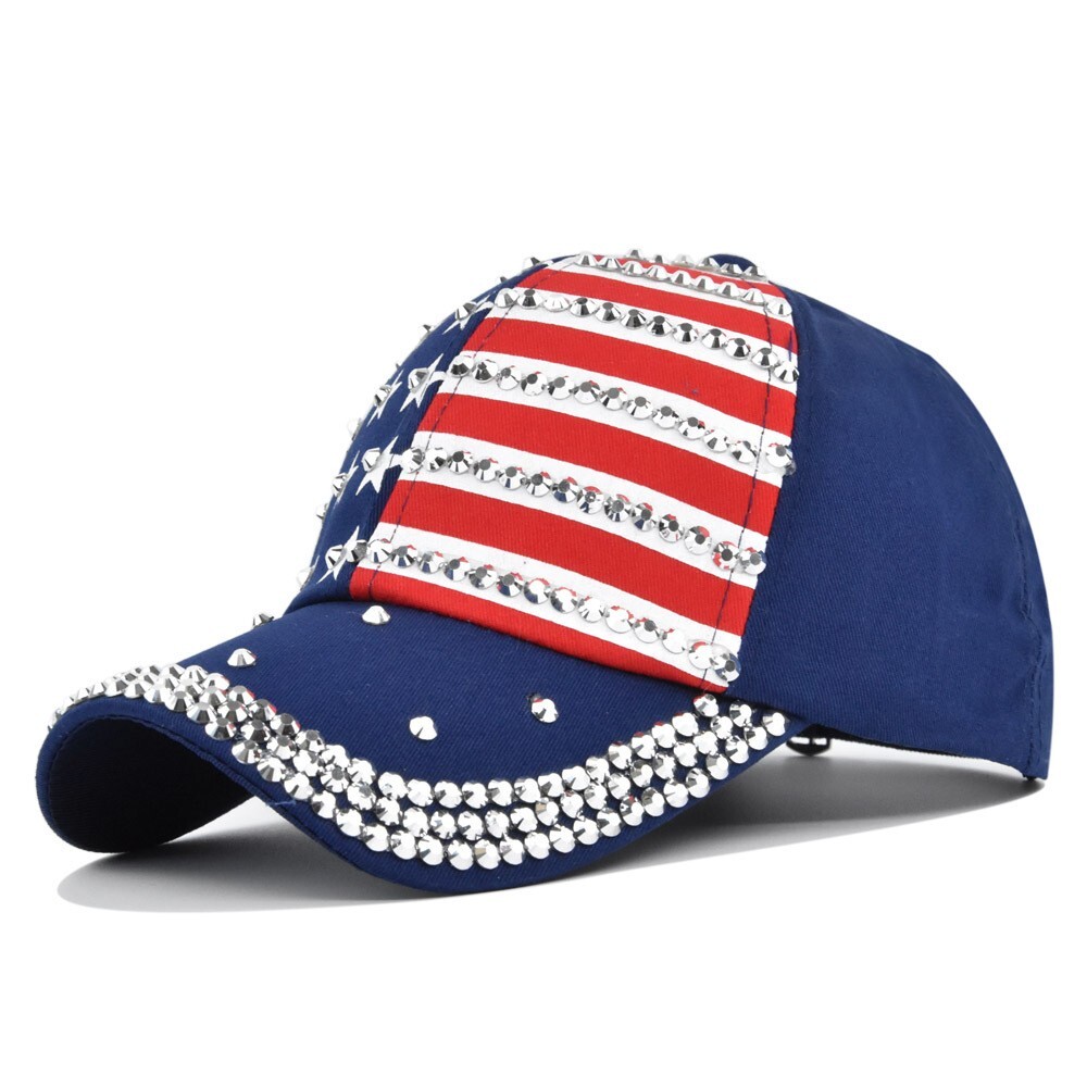 American Flag baseball cap Fashion diamond-encrusted baseball cap shade cap