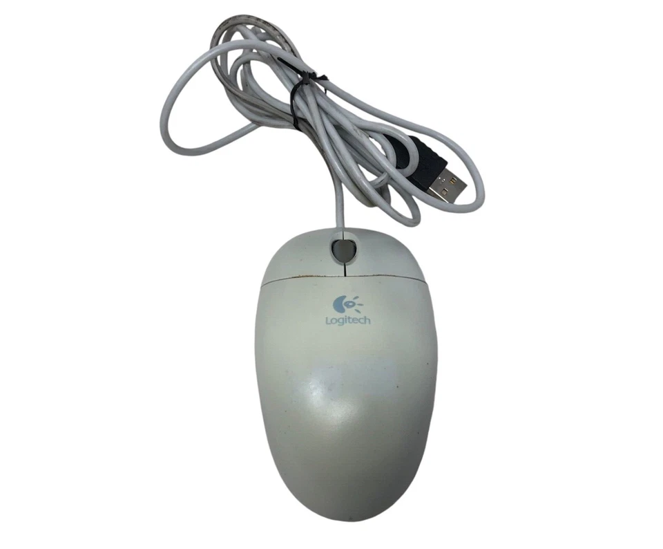 Vintage Logitech Optical White Mouse Model M-UV96 USB