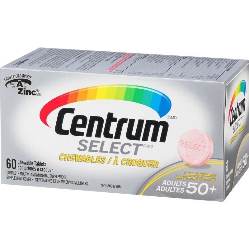 6x Centrum Select MULHER/HOMENS 50+ Multivitamínico 60 Comprimidos Mastigáveis | LEMON-BERRY - Imagem 3 de 4