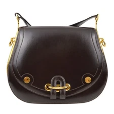 Hermes Brown Box Calf Passe Guide Shoulder Bag ◯M HX 183139