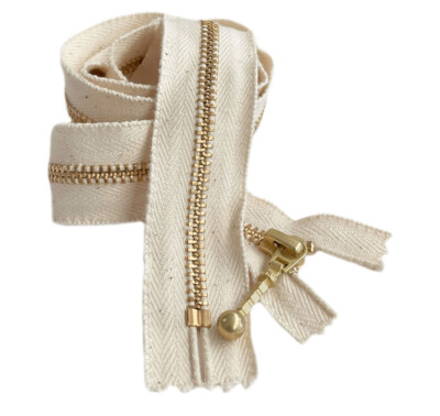 Cotton Tape YKK #5 Brass (Custom Zipper) Closed End Choose Length, Slider