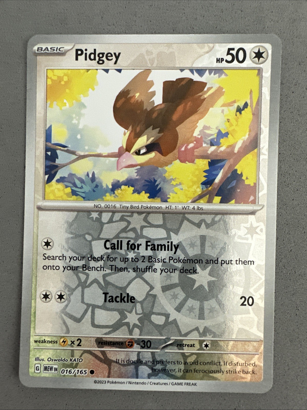 Pokemon TCG * Scarlet & Violet 151 * 016/165 Pidgey C * REVERSE HOLO * NM