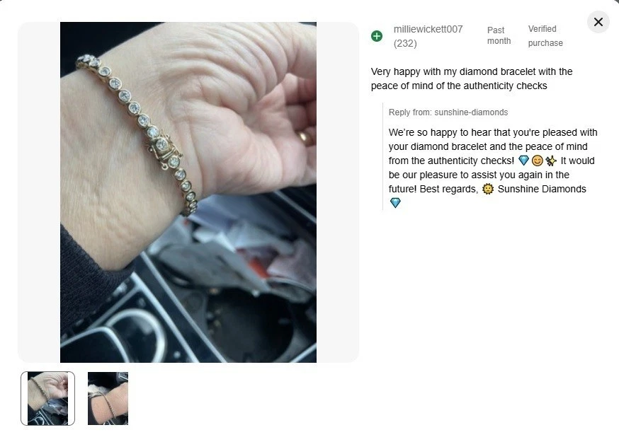 Yellow Gold Sale 100% Natural Round Diamond Tennis Bracelet 2.00 Ct Bezel-set - Image 3 of 4