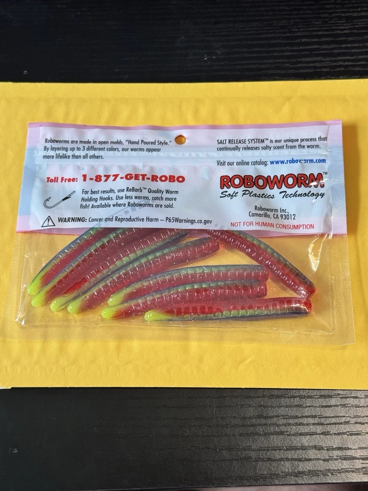 Roboworm Ned Worm 3”  Continual Salt Release System Morning Dawn Chartreuse - Image 3 of 3