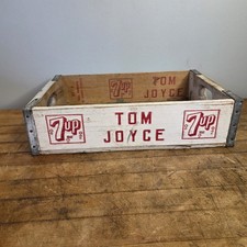 Caja de madera vintage 1968 Tom Joyce 7-UP 12 botellas publicidad de refrescos