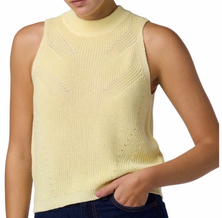 Joe’s Women’s Sleeveless Yellow Sweater Tank Top Anise Flower Preppy 100% Cotton