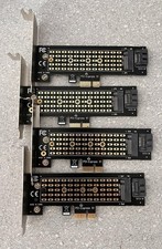 Lot of 4 M.2 NVMe/SATA SSD to PCIe x1 Adapter Card with Low Profile Bracket Kit