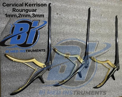 Set of 3 V2MED 1-3mm x 40° Up x 8'' Cervical Kerrison Rongeurs & quality A+