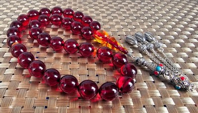 Old Fire Amber Bekelite Prayer Worry Beads  Tasbih Tasbeeh