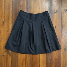 BCBG Max Azria Kailin pleated lined wool skirt black 0