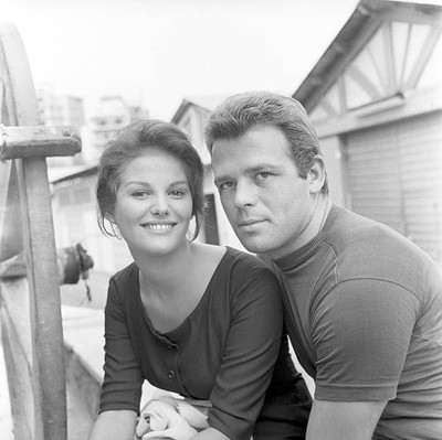 Renato Salvatori and Claudia Cardinale relaxing during a break in- Old Photo