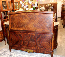 French Antique Louis XVI Rosewood Queen size Bed with Rails & Slats