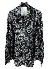 Retro Paisley Herren Hemd Langarm Regular Fit schwarz Gr. XL
