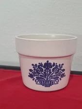 1982 Pfaltzgraff Yorktowne Flower Planter Herb Pot Stoneware Blue Floral 4" FTD