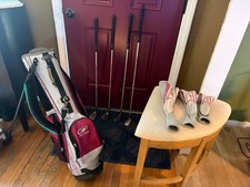 Top Flite XL Womens RH 4pc Golf Club Set Graphite w/ Stand Bag Pink/White/Gray