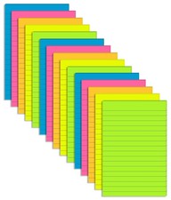  15 Pack Lined Sticky Notes 4x6 in Post Ruled Stickies Super Sticking Power Mem