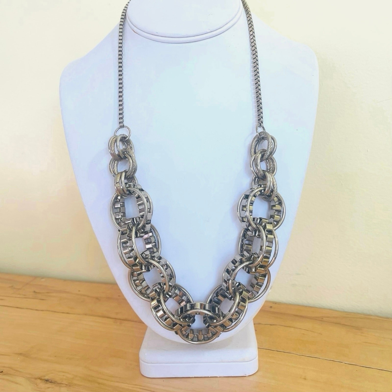 Necklace Statement Interlocking Link Chainmail Ch… - image 2