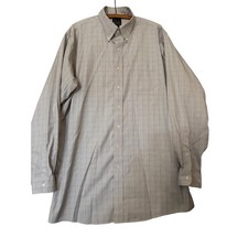 Jos A Bank Travelers Collection Shirt Mens 17 37 Grey Windowpane Check READ