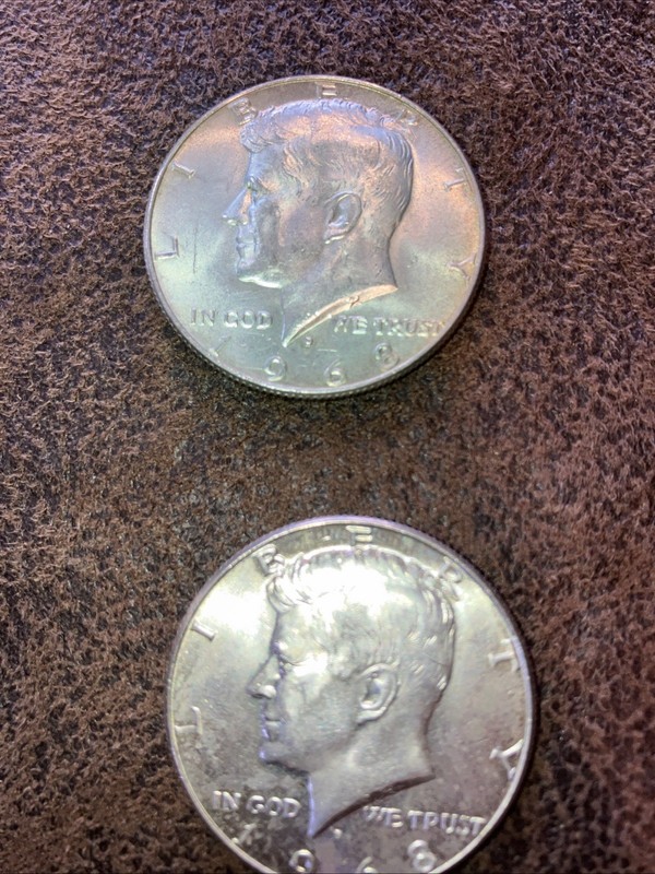 TWO (2) 1968 D JFK Half Dollar BU Cond. 40 Percent Silver