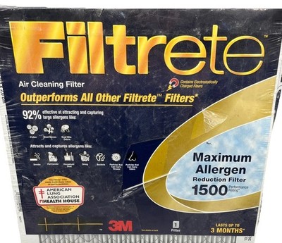 3M Filtrete Maximum Allergen Reduction Filter 1500 Performance Rating. 14x14x1.