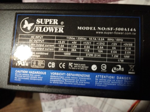 PC ATX Netzteil 500 W Super Flower Modell SF 500A14A  gebraucht